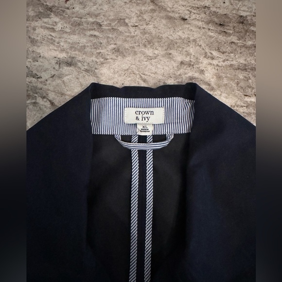 Crown & Ivy Women's Navy Blue Trench Coat Sz XL - Picture 9 of 12